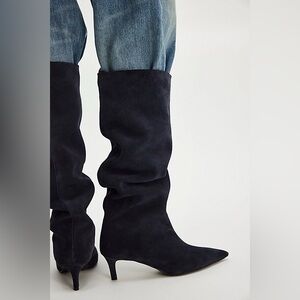 Free People Pointed Toe Ruched High Heel Suede